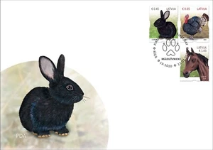 Latvia 2023 domestic animal  Pets - Rabbit - Turkey - Horse fdc - Picture 1 of 1