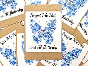 24 Forget Me Not Butterfly Flutterby Funeral Favours Memorial Remembrance Seeds - Picture 1 of 4