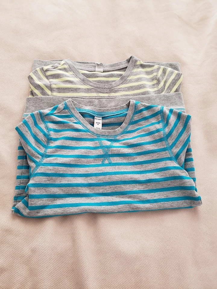 Sudadera a Rayas Niñas Azul Marino Antiguo, Gris Azul Amarillo, Juego de 2, Talla M (8) Foto 1 de 4