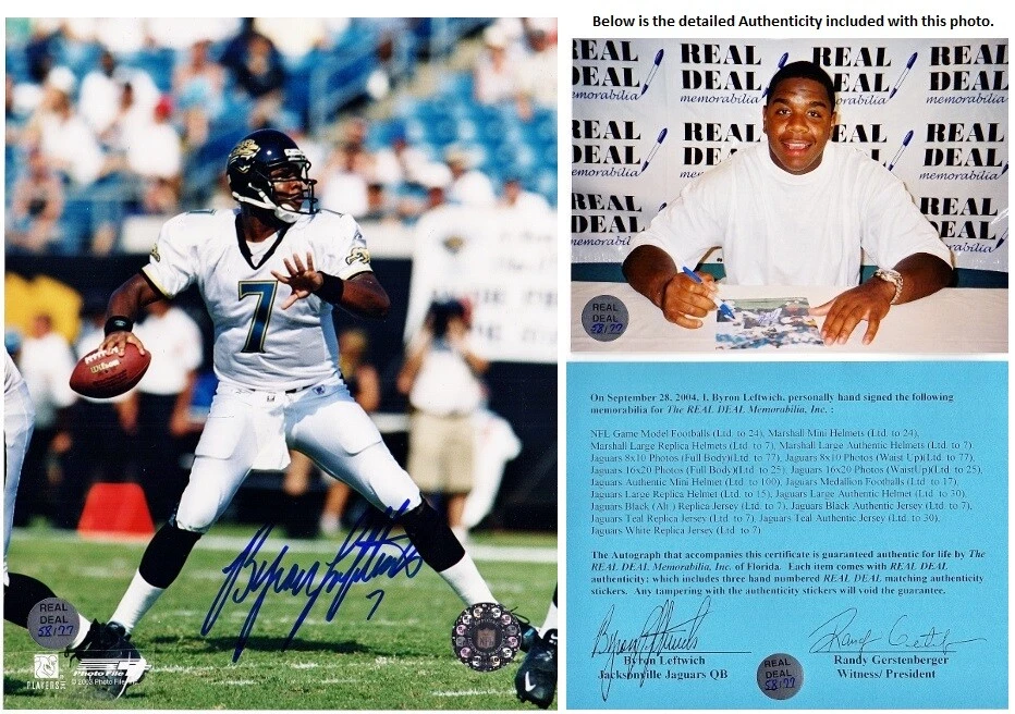 Foto firmada por Byron Leftwich Jaguars de 8x10 pulgadas * JAGS Auto * 2x Campeones del Super Bowl Foto 1 de 1