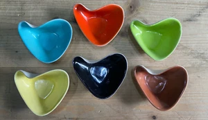 Vintage 6X Colourful Glazed Ceramic Mid Century Bowls - Picture 1 of 10