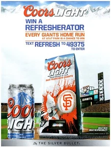2014 Coors Light Print Ad Refresherator Beer Dispenser AT&T Park San Fran Giants - Picture 1 of 1