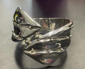 Vintage TAXCO MEXICO 925 Sterling Silver Hinged Clamp Bangle Cuff Bracelet 57.9g - Picture 1 of 11