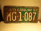1963 NORTH CAROLINA NC LICENSE PLATE TAG #MG-1-087 ORIGINAL