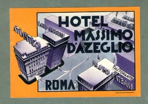 RARE Hotel luggage label ITALY Massimo Roma Pretty art & colours #266 - Bild 1 von 1