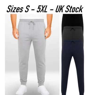 Joggers Mens Boys Adults Jogging Bottoms Lined Plain Pockets Sizes S-5XL NEW - Image 1 of 4
