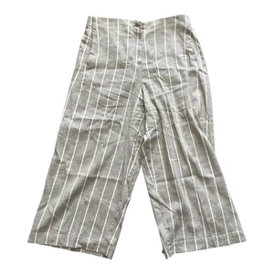 OSKA Designerhose cremeweiß gestreift weites Bein Leinenmischung Größe 4 - Bild 1 von 4