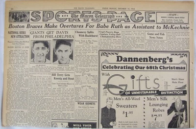 De colección 1934 Boston Braves interesados en el periódico de béisbol BABE RUTH Foto 1 de 4