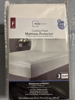Mainstays FULL 54” x 75” Cooling Fitted Waterproof Mattress Protector (18” Deep) - Image 1 of 4