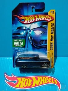 2006 HOT WHEELS NEW MODEL 55 CHEVY PANEL #37 BLUE OPENING REAR with MOTORCYCLE - Picture 1 of 18