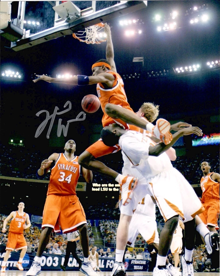 HAKIM WARRICK HAND SIGNED 8x10 COLOR PHOTO+COA         SYRACUSE TEXAS T-BAG DUNK — 第 1/1 张图片