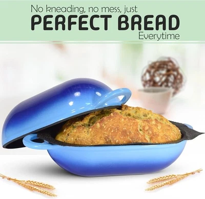 LoafNest: Incredibly Easy Artisan Bread Cast Iron Dutch Oven, Blue Gradient - Image 1 of 4