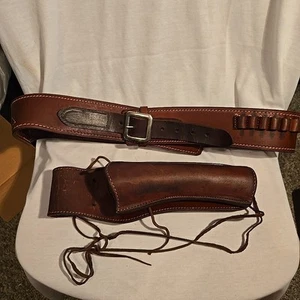 Vintage George Lawrence Belt 79 44 W/ Handmade Viking Holster Made In Mexico - Picture 1 of 10