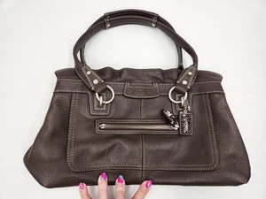 Vintage Coach F14686 Schultertasche braun Pebbled Leder viele Taschen - Bild 1 von 23