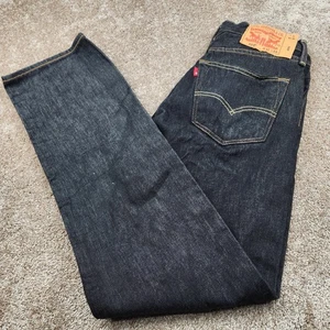 Levi Strauss 501 Herren Jeans Dark Wash Button Fly W32 tatsächliche Schrittlänge 32 gemessen - Bild 1 von 8