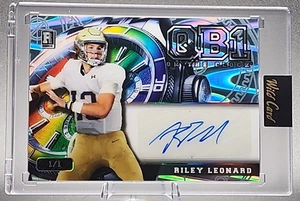 Riley Leonard 1/1 2024 Wild Card QB1 Rookie RC Auto Platinum Wave Notre Dame SSP - Picture 1 of 2