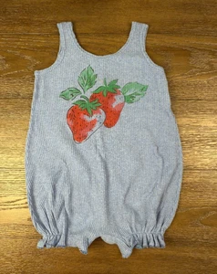 Vintage Avon Style Strawberry Print Bubble Romper Baby Girl Size 18 - 24 Months - Picture 1 of 8