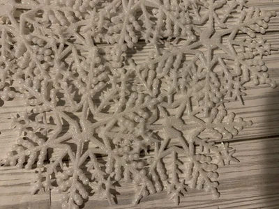 Mantel individual blanco iridiscente brillo copo de nieve corredor de mesa Navidad invierno decoración Foto 1 de 4