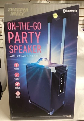 Sharper Imagine One The Go Party Speaker With Karaoke& Lights- Free shipping - Image 1 of 4