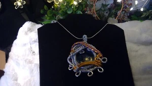 Extremely rare Stones BY Josh sterling silver pendant/necklace rare blue agate - Picture 1 of 9