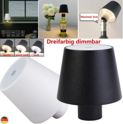 5200mAh LED Flaschenaufsatz Tisch-Lampe Flaschen-Leuchte 3 Farbe Dimmbar Akku - Bild 1 von 4