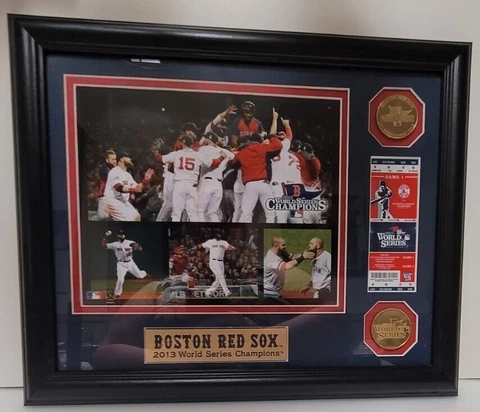 Boston Red Sox World Series 2013 Champions Framed Picture Repro Medals Ticket Cover