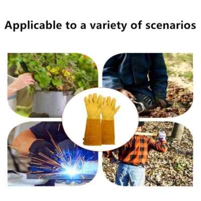 GUANTES DE JARDÍN MANGA LARGA piel de oveja cuero guante rosa planta poda brazo mano Foto 1 de 4