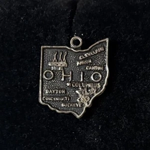 VTG Ohio State Map Sterling Silver Bracelet Charm FULLER GEO. H. & SON COMPANY - Picture 1 of 2