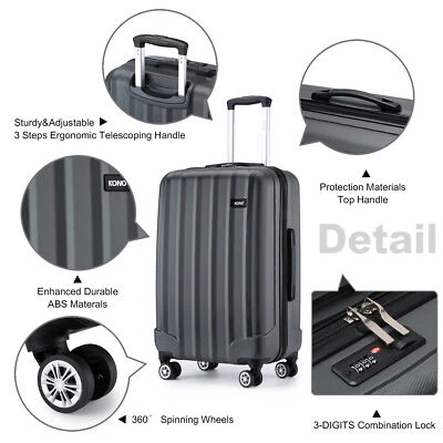 KONO 28Inch HardShell Suitcase 4 Wheels Check In Luggage Large TravelCase ABS+PC - Image 1 of 4