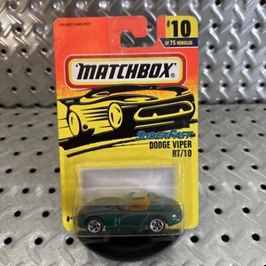 Matchbox 1997 Super Fast #10 Dodge Viper RT/10 green MOC Tyco Toys MB260 - Picture 1 of 10