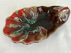 VINTAGE VALLAURIS pottery red/brown glazed shell dish SIGNED