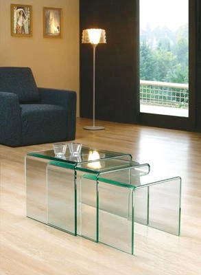 Milan Clear Glass Nest of 3 Side Tables Living Room | Tables for Living Room - Image 1 of 2
