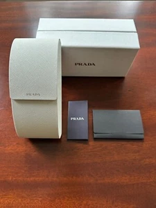 Prada Sunglasses Hard WHITE Case With Magnetic Closure, Gift Box & Micro Cloth - Picture 1 of 8