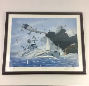 Skip Rains Segunda Guerra Mundial USS Nevada Acorazado Arte Militar Firmado Edición Limitada Estampado - Imagen 1 de 11