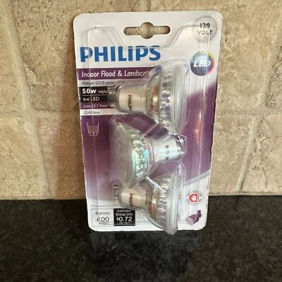 3pk Philips 50W GU10 Base LED Indoor Floodlight & Landscape Light Bulb 120 Volt - Image 1 of 4