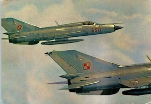 Polish Army Mig-21 Fighter Jets Postcard - Picture 1 of 2
