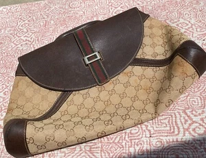Auth GUCCI Web Sherry Line Hand Bag Purse GG Canvas Leather Beige - Rare - Picture 1 of 12