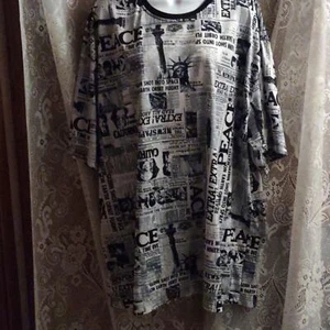 Fresh Prints of Bel-Air Men's 4XL Newspaper Headlines Black White Shirt - Picture 1 of 8