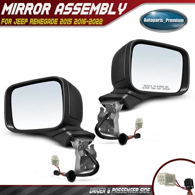 Espejo retrovisor eléctrico 2 piezas con luz térmica y de señalización para Jeep Renegade BU BV 2015-2022 Foto 1 de 4