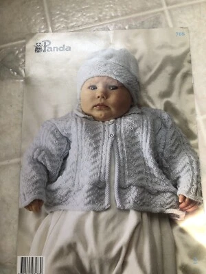Plymouth Yarn Company Knitting Pattern Baby Cardigan Panda 4 ply # 708 - Image 1 of 3