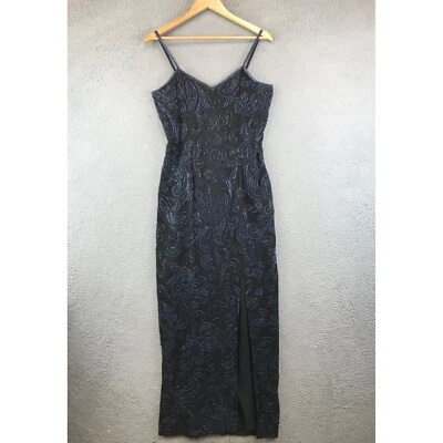 Maxi Vestido Formal Vintage SCALA 100% Seda Cuentas Talla M Foto 1 de 4