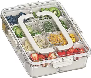 Snackle Box Container With Tableware Storage, Divided Serving Tray with Lid - Picture 1 of 6