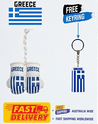 BANDERA GRIEGA, GRECIA, MINI GUANTES DE BOXEO, COMPRA 1 PAR OBTÉN 1 LLAVERO GRATIS Foto 1 de 4