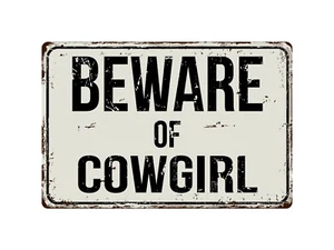 229VS Beware Of Cowgirl 8 "x 12" Vintage Aluminum Retro Metal Sign - Picture 1 of 2