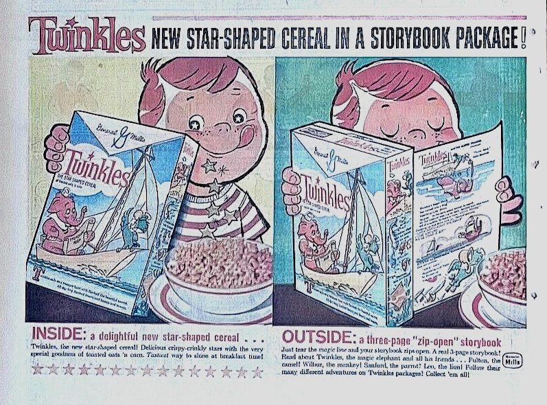 1960 Sunday comic ad page for Twinkles Cereal - Star shaped, Storybook package - Image 1 of 1