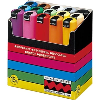 PC8K15C Mitsubishi Pencil Water-based Pen Posca Bold Square Core 15 Colors - Image 1 of 4