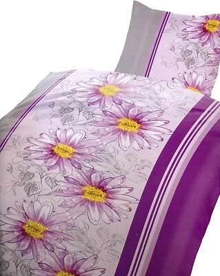 4tlg Bettwäsche Set Bettbezug 135x200 Kissen 80x80 Leichte Sommer Ware Lila - Bild 1 von 2