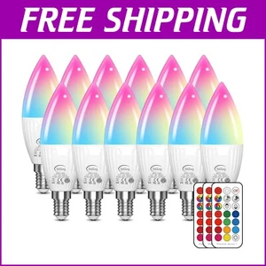 Remote Controlled E12 LED Color Changing Bulbs - 12 Pack 50W Equivalent - Picture 1 of 9