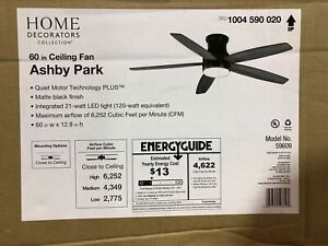 Home Decorators Ashby Park 60" LED Matte Black Ceiling Fan (OPEN)