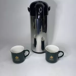 GEVALIA Kaffe Airpot 60 Oz Vacuum Bottle & His Majesty The King of Sweden Mugs - Picture 1 of 5